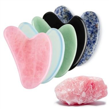 Rozā kvarca Gua Sha akmens